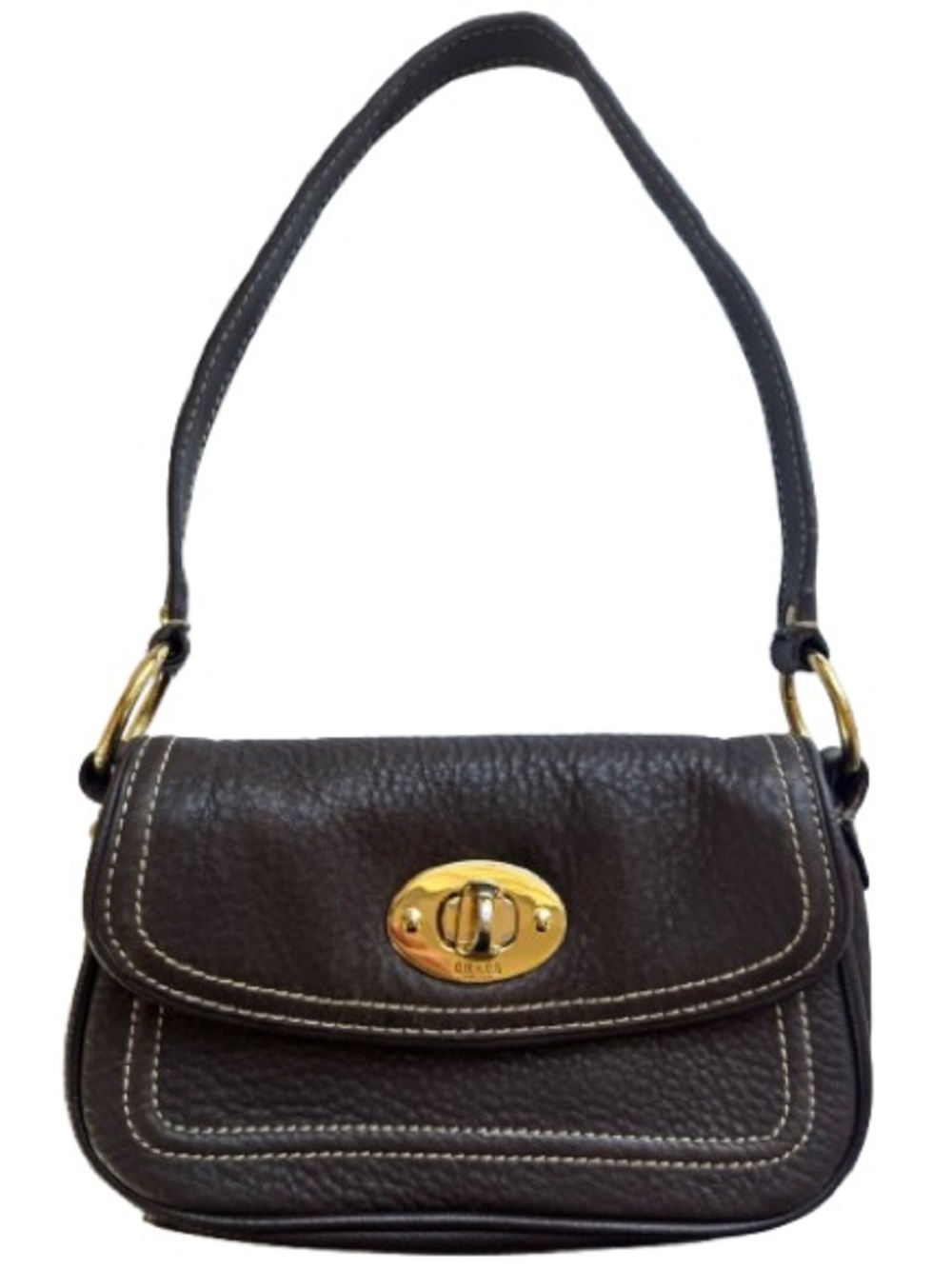 y2k Chaps Brown Contrast Stitch Mini Shoulder Bag Gold Hardware